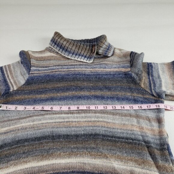 Skovhuus Wool Blend Sweater Womens Medium Blue Stripe Turtleneck Danish Pullover - Picture 8 of 9